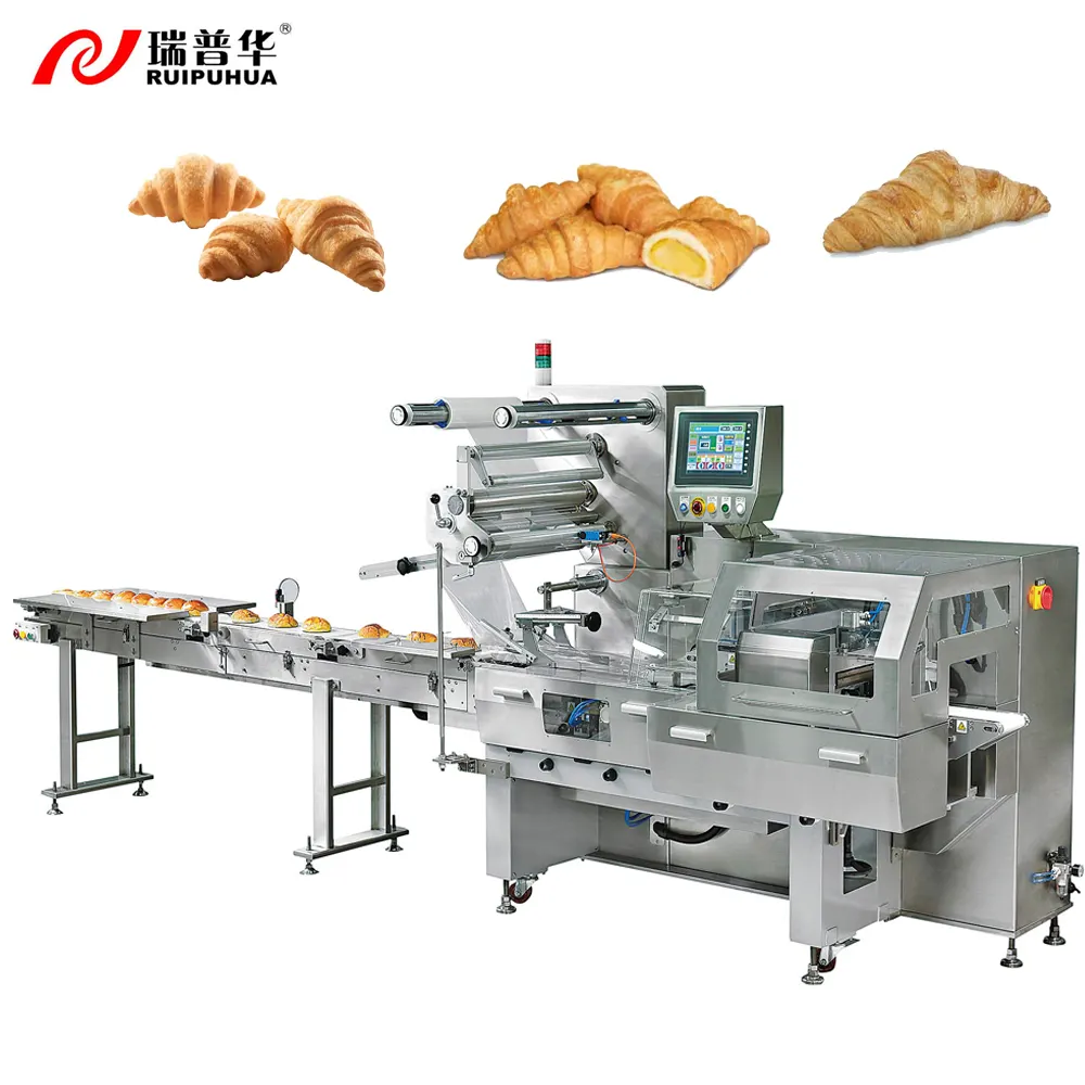 नाइट्रोजन के साथ फसल के लिए उच्च गुणवत्ता वाले स्वचालित प्रवाह बेकरी खाद्य वाणिज्यिक ब्रेड पैकेजिंग मशीन