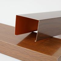 Nouveau design de déflecteur en aluminium en forme de U, profilé en U à grain de bois recouvert de film pour revêtement de plafond et de mur