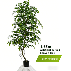 <b>Artificial</b> Curved-leaved Banyan <b>Tree</b> Plastic UV Resistant Indoor Decor Modern Style Customized Height - Product Image 6