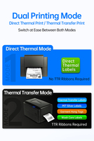 Thermo Thermique Printer Label Satin Transfer panas komersial untuk tag pengiriman pada kain tersedia