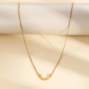 Cadena de Clavícula Simple de Acero Inoxidable para Mujer, Collares de <span class=keywords><strong>Luna</strong></span> de Lujo Ligero, Accesorios de Joyería Diaria - Product Image 6