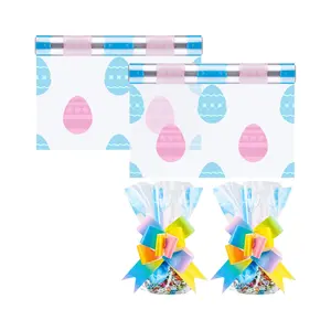 Rollo de papel de celofán para envolver violonchelo de Pascua transparente al por mayor con bolsas de huevo para golosinas, cestas, regalo de dulces