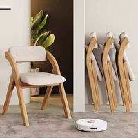 Silla Plegable de Madera Estilo Nórdico Directo de Fábrica, Respaldo Acolchado, Forro de Tela, Diseño Moderno, Ligera, para el Hogar