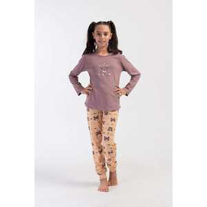 Ensemble de pyjama pour fille à col rond et manches longues en modal avec poignets ovales, motif uni ou à carreaux, 100 % coton, chaud pour l'hiver, pour les âges 9-10/15-16 ans - Product Image 4