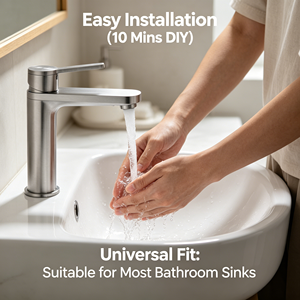 <strong>Best</strong> <strong>Quality</strong> SUS316 Stainless Steel Faucet Sink Mixer <strong>Tap</strong> Brushed Nickel Modern Design Single Hole for Gym Hot Cold Wash Basin - Product Image 2