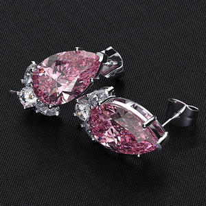 Boucles d'oreilles élégantes en topaze, argent 925, forme goutte d'eau, sertissage griffe, bijoux de mariage classiques pour femme - Product Image 5