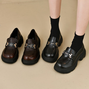 Platform Loafers for Women Microfiber Leather <strong>Shoes</strong> Small <strong>Size</strong> <strong>35</strong> Height Increasing Slip on Commuter Single <strong>Shoes</strong> - Product Image 4