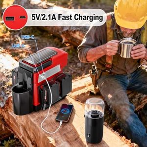 Cafetera Portátil Inalámbrica para Milwaukee, Compatible con Batería de 18V, con Molinillo Eléctrico, Construcción de Plástico Rojo y Metal - Product Image 5
