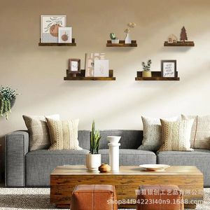 <b>Wall</b> <b>Mounted</b> <b>Shelf</b> Solid Wood Rectangle Single Layer Living Room Decoration No Drilling Required - Product Image 1