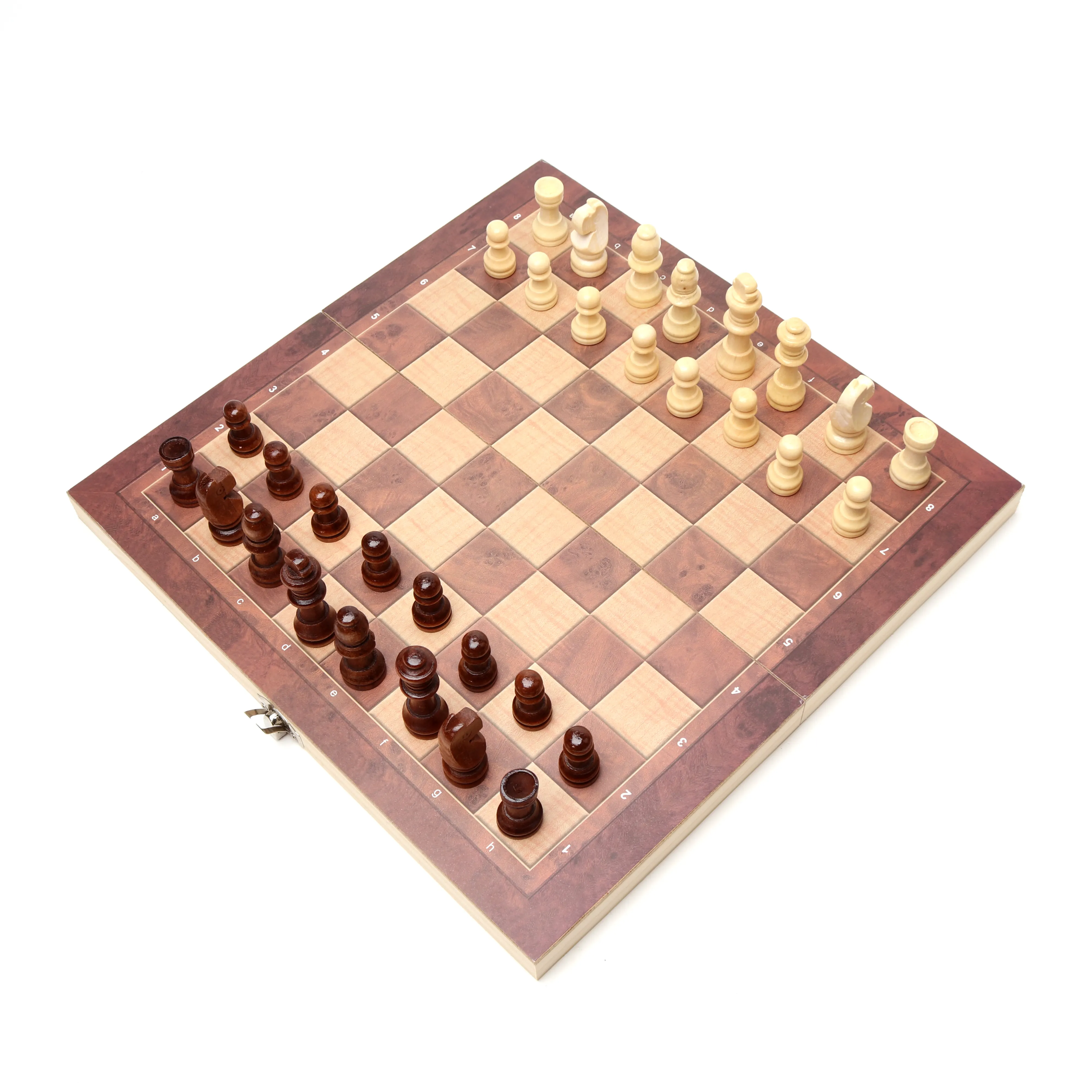 Juego de ajedrez de Backgammon plegable multifunción, juego de ajedrez de madera de lujo