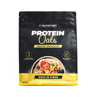 Large Flat Bottom Stand up Pouch Custom Matte Resealable Zipper Box Bag for Protein Oats Instant Breakfast Bulk Powder