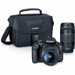 กล้อง DSLR รุ่น Top Price Rebel T7 สีดำ พร้อมชุดเลนส์ 2 ตัว EF18-55mm และ EF 75-300mm กล้องดิจิตอลคุณภาพเยี่ยม - Product Image 1