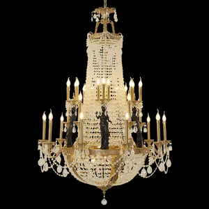 Jewellerytop Baroque Palace Gocci Luxury Brass Pendant Light Dome High End Lighting Pendants Huge Crystal Bead Chandelier