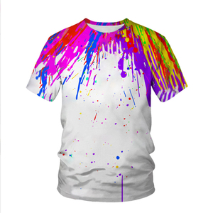 Maglietta estiva a maniche corte da <span class=keywords><strong>uomo</strong></span> girocollo ampia Graffiti Painting 3D stampa digitale t-Shirt a trasferimento termico - Product Image 4