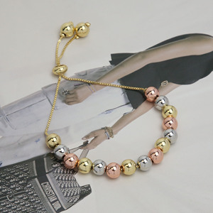 Chunky <span class=keywords><strong>Nugget</strong></span> Căng Bangle Vòng Đeo Tay 24K Vàng Mạ Vòng Bead Bóng Vòng Đeo Tay Căng Ra Vòng Đeo Tay Đàn Hồi Cho Phụ Nữ - Product Image 4