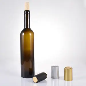 500ml Dark Brown Empty Red Wine Bottle Manufacturers Glass Wine Bottles Wholesale with Wooden Cork