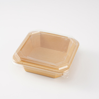 Disposable Square Waterproof Kraft Paper Takeaway Lunch Box for Sushi Fruit Noodle Fried Food Packaging