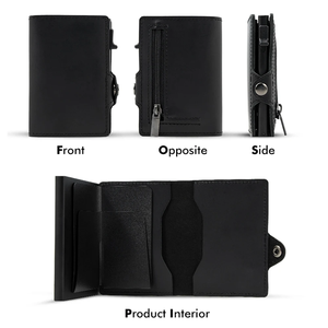 Casekey Anti Theft Men RFID Blocking <b>Wallet</b> Slim Card <b>Holder</b> With Genuine Real Oil Wax Leather Pop up <b>Wallet</b> Coin Zipper - Product Image 6