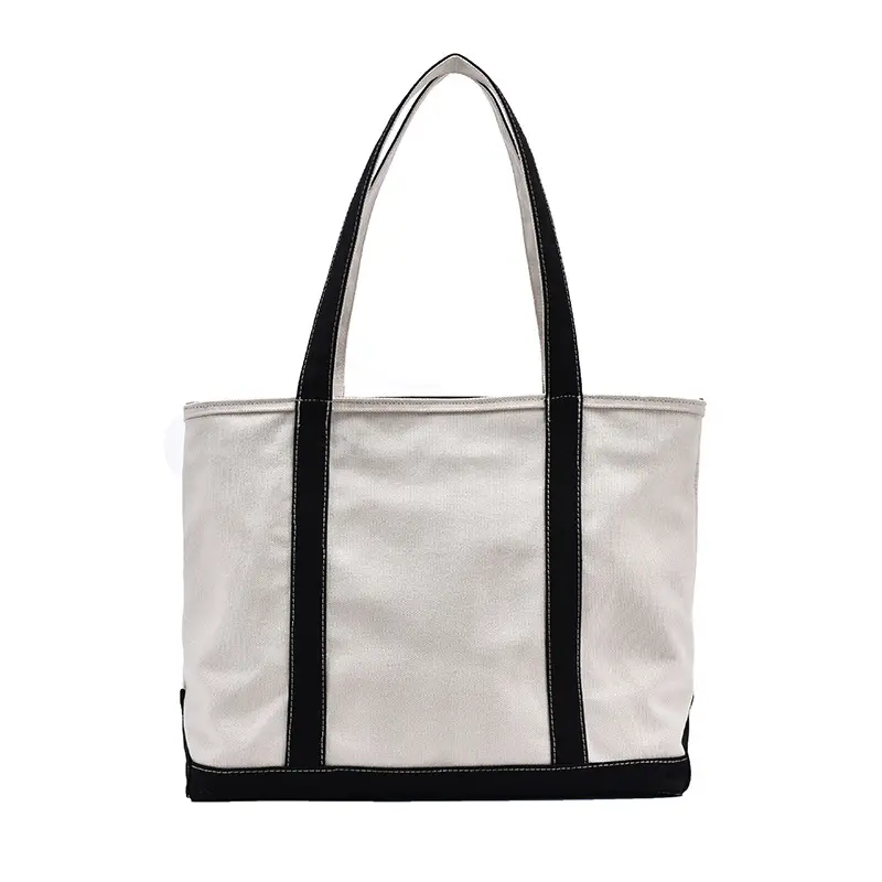 Sac fourre-tout en toile de coton biologique avec logo personnalisé d'usine grand sac à provisions décontracté simple pour femmes sac à main de plage sac à bandoulière pour femmes