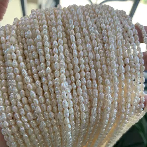 Semillas de arroz de tamaño pequeño de 2-3mm, perlas de agua dulce genuinas, producto semiterminado natural real de perlas de pequeños defectos de hilo