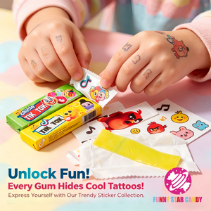 <span class=keywords><strong>Chewing</strong></span>-<span class=keywords><strong>Gum</strong></span> Personnalisé en Gros Marque Privée d'Usine, Emballage de 5 Pièces, Goût de Fruit TikTok <span class=keywords><strong>avec</strong></span> <span class=keywords><strong>Tatouage</strong></span> Autocollant de Dessin Animé - Product Image 2