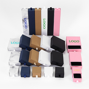 Customized Cardboard Slide Marble Ring Necklace Drawer Box With Foam Velvet Insert Kraft Packaging Paper Jewelry Box