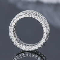 Bague de fiançailles à 3 rangs Bijoux de mariage Bague d'éternité en argent sterling 925 avec zircon pour femmes et filles