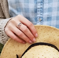 Vente en gros de bagues en argent sterling 925 bagues en argent antique deux coeurs ensemble bague pour femmes