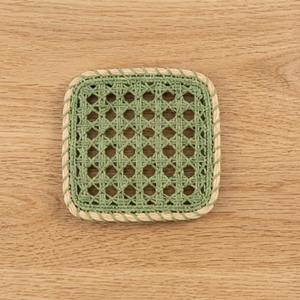 Sous-verre carré tissé de qualité supérieure, motif géométrique vert, réutilisable, décoration d'intérieur - Product Image 3