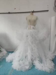 2024 phi màu hồng sưng húp <span class=keywords><strong>v</strong></span>ải tuyn cô dâu Boudoir đồ ngủ áo choàng dài Mang Thai đồ ngủ nhiếp ảnh quần áo thai sản Ăn mặc - Product Image 6