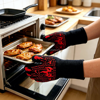 Gants de barbecue Seeway en silicone, résistants aux flammes, à 5 doigts, pour la cuisson commerciale et la manipulation de la chaleur