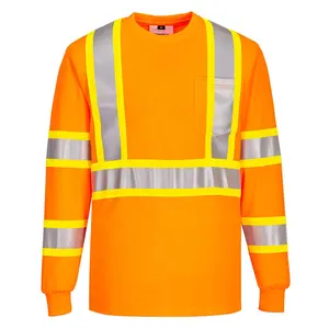 High Visibility OEM Long Sleeve Reflective road safety cheap T Shirt
