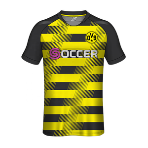 <span class=keywords><strong>Yido</strong></span> Maillot de football de haute qualité Design sublimé Maillots de football pour jeunes jaunes rayés personnalisés avec numéros - Product Image 2