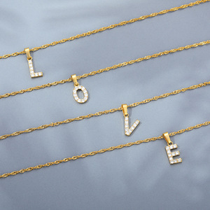 Collier de luxe en zircon avec initiale A-Z pour femme, pendentif lettre en acier inoxydable, bijoux ras-du-cou, cadeau, vente en gros - Product Image 3