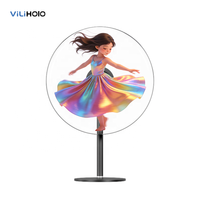 Ventilador de Pantalla Holográfica LED 3D Acrílico Redondo, Pantalla Publicitaria Ultra HD, Equipo de Señalización Digital Transparente