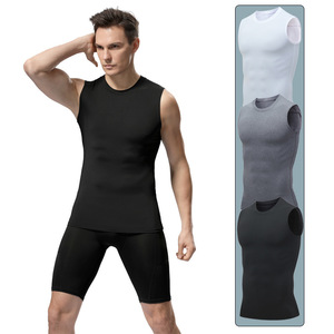 Mens thể thao Vest bóng rổ thể dục Áo sơ mi Tank Top màu rắn nén không tay - Product Image 6