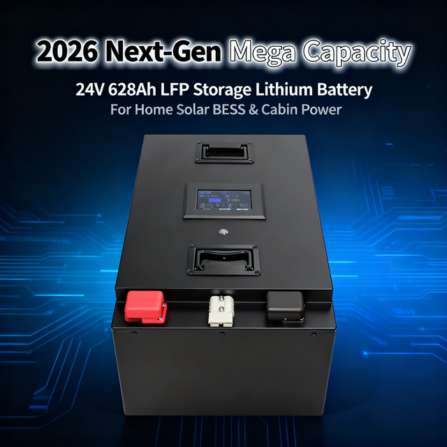 2026 Next-Gen Mega Capacity 24V 628Ah for Home Solar BESS Cabin Power LFP Storage Lithium Battery