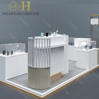 Vitrine de présentation de parfums élégante pour kiosque de vente en gros, mobilier personnalisé pour boutique de soins de la peau, style tendance, en promotion