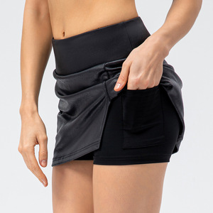 MAQVOB Factory EU US Size Tight Sports Skirt Imitation Leather Culottes Spring Summer High Breathable Fitness Running Shorts - Product Image 4
