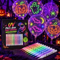 Bview Art – Lot de 12 marqueurs fluorescents UV – Stylos réactifs à la lumière noire pour Halloween, bricolage, gribouillage – Non toxiques EN71
