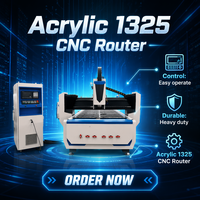 Routeur CNC 1325 pour acrylique, bois, PVC et MDF, table à vide, broche ATC 7,5 kW
