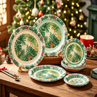 Assiettes en papier jetables personnalisées de 7/9 pouces, imprimées, compostables, à motif rétro, pour les fêtes