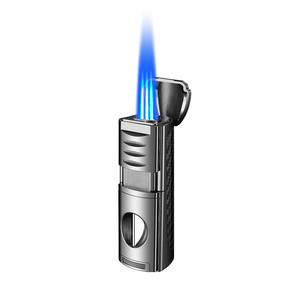 Nouveau Briquet à Gaz Portable à Trois Flammes à Allumage Direct, Spécial Cigares, Durable, Quatre-en-un, Idéal pour Cadeaux - Product Image 5
