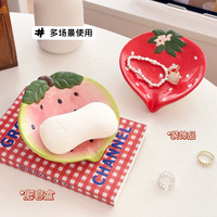 Boîte à savon en céramique en forme de fruit mignonne, fabriquée en Chine, pour le rangement sur le comptoir de la salle de bain et de la douche, pour filles