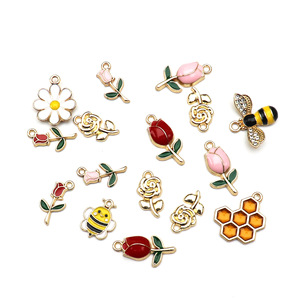 Rose Flower Pendants Alloy Jewelry Findings For Necklace Making Oil Dripping Finish Zinc Alloy DIY Accessories - Product Image 2