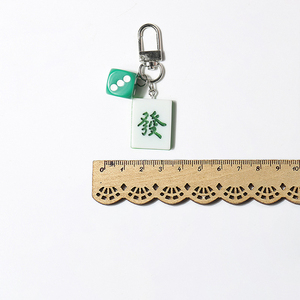 Porte-clés dés porte-bonheur, porte-clés Mahjong, en résine, pendentif de portefeuille, accessoires décoratifs, styles pour femmes et hommes, chaîne de charme - Product Image 6