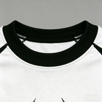 T-shirt à manches longues pour homme personnalisé, imprimé graphique gothique délavé, rayé noir et blanc, col rond oversize style streetwear