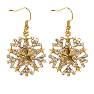 <b>Christmas</b> Gold Plated Drop Earrings Star Snowflake <b>Candy</b> <b>Cane</b> <b>Tree</b> Party Jewelry Women's Cute Bezel Set - Product Image 5