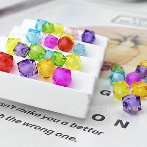 Acrylic Square <b>Beads</b> With White Core Perforated For Jewelry Making DIY Handmade <b>Beads</b> - Product Image 3