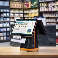 Caisse Enregistreuse PDV Tactile à Double Écran 15,6 Pouces avec Imprimante 80mm Intégrée, Terminal Tout-en-Un Android Win11 pour Points de Vente au Détail